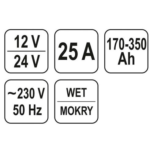 YATO YT-8305 Akkumulátor töltő 12-24 V / 25 A / 170-350 Ah