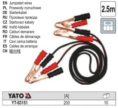 YATO YT-83151 Indító kábel (bikakábel) 200A