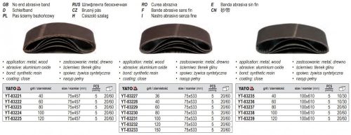 YATO YT-83222 Csiszolószalag 457 x 75 mm P60 (5 db/csom)