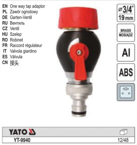 YATO YT-9940 Csapcsatlakozó 3/4" belsőmenetes szeleppel